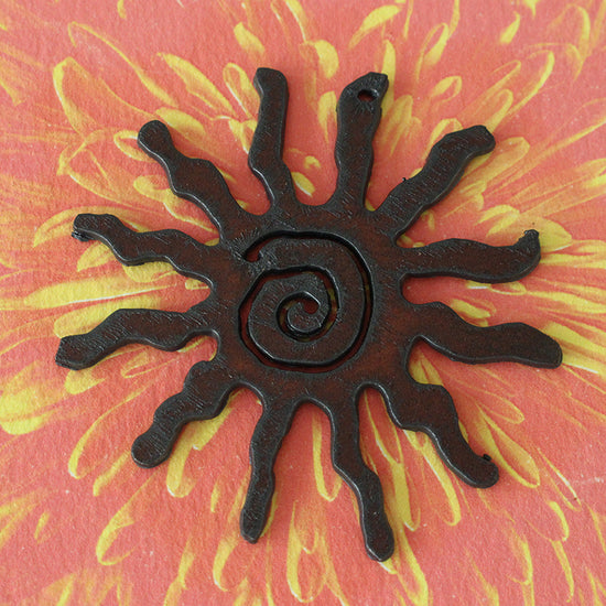 Load image into Gallery viewer, Large Rusted Iron Sun Pendant - 1 Pendant
