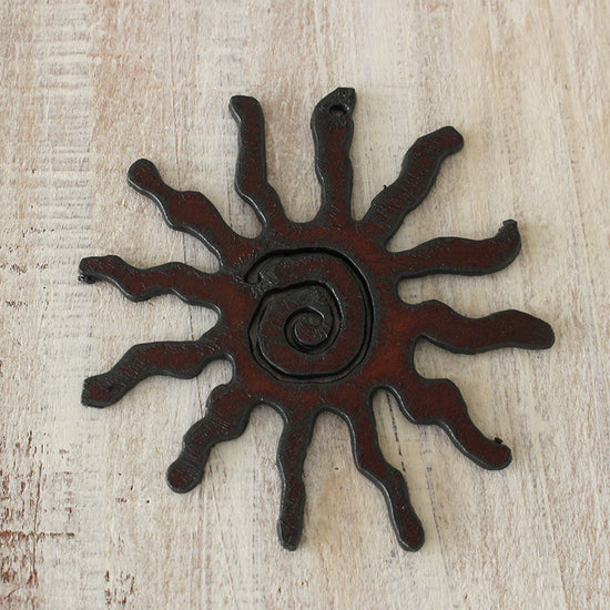Load image into Gallery viewer, Large Rusted Iron Sun Pendant - 1 Pendant
