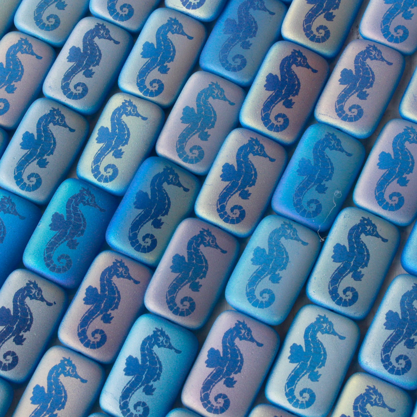 Seahorse Beads - 19mm Rectangle Beads - 6 Beads