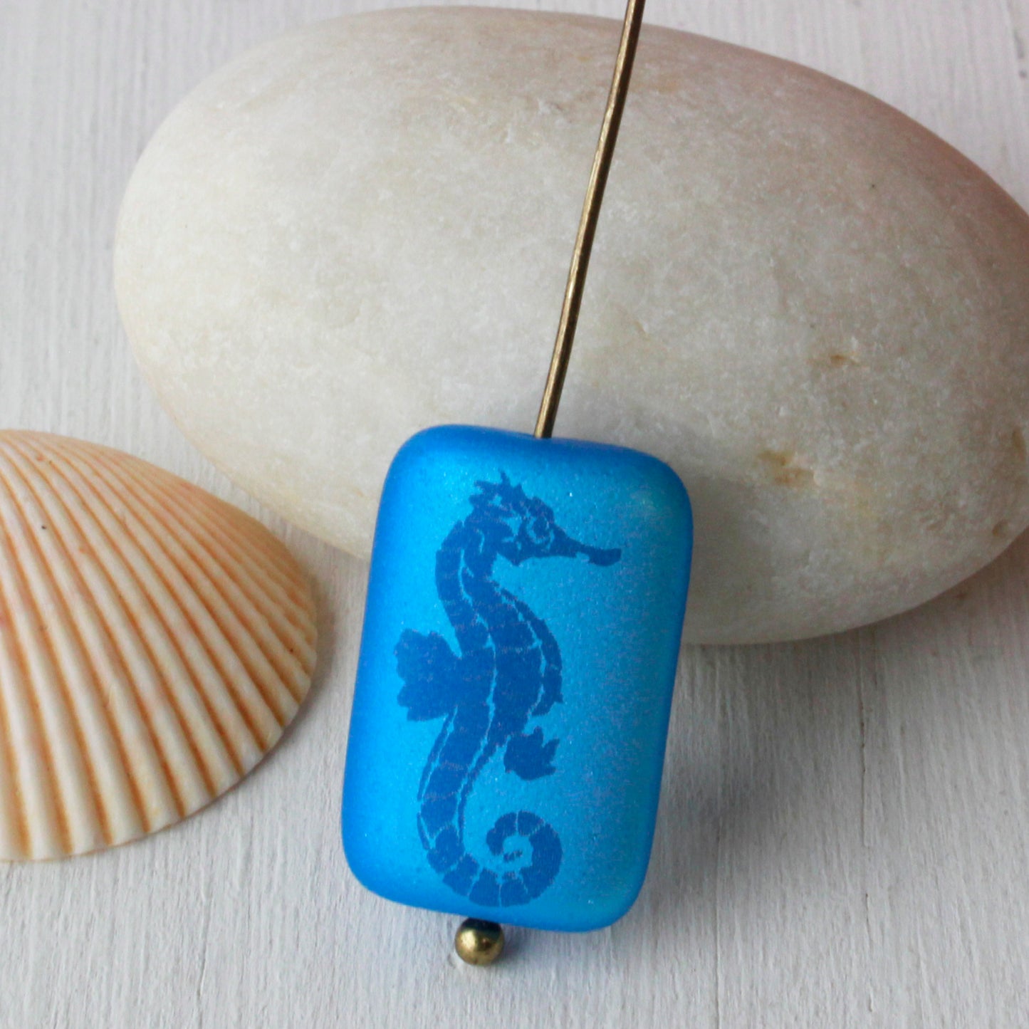 Seahorse Beads - 19mm Rectangle Beads - 6 Beads