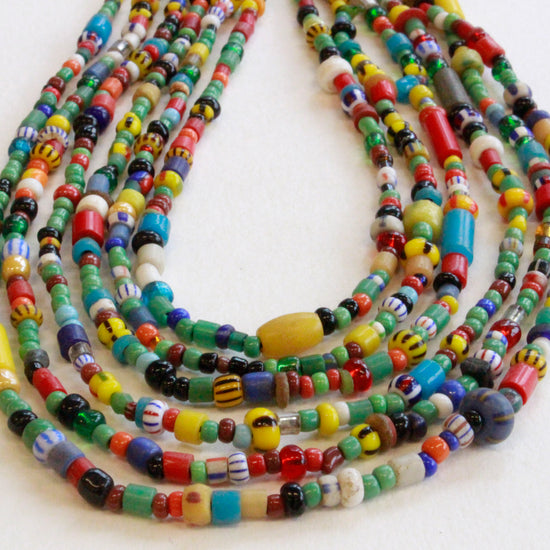 African Seed Beads  - Mixed Colors - 36 Inch Strand