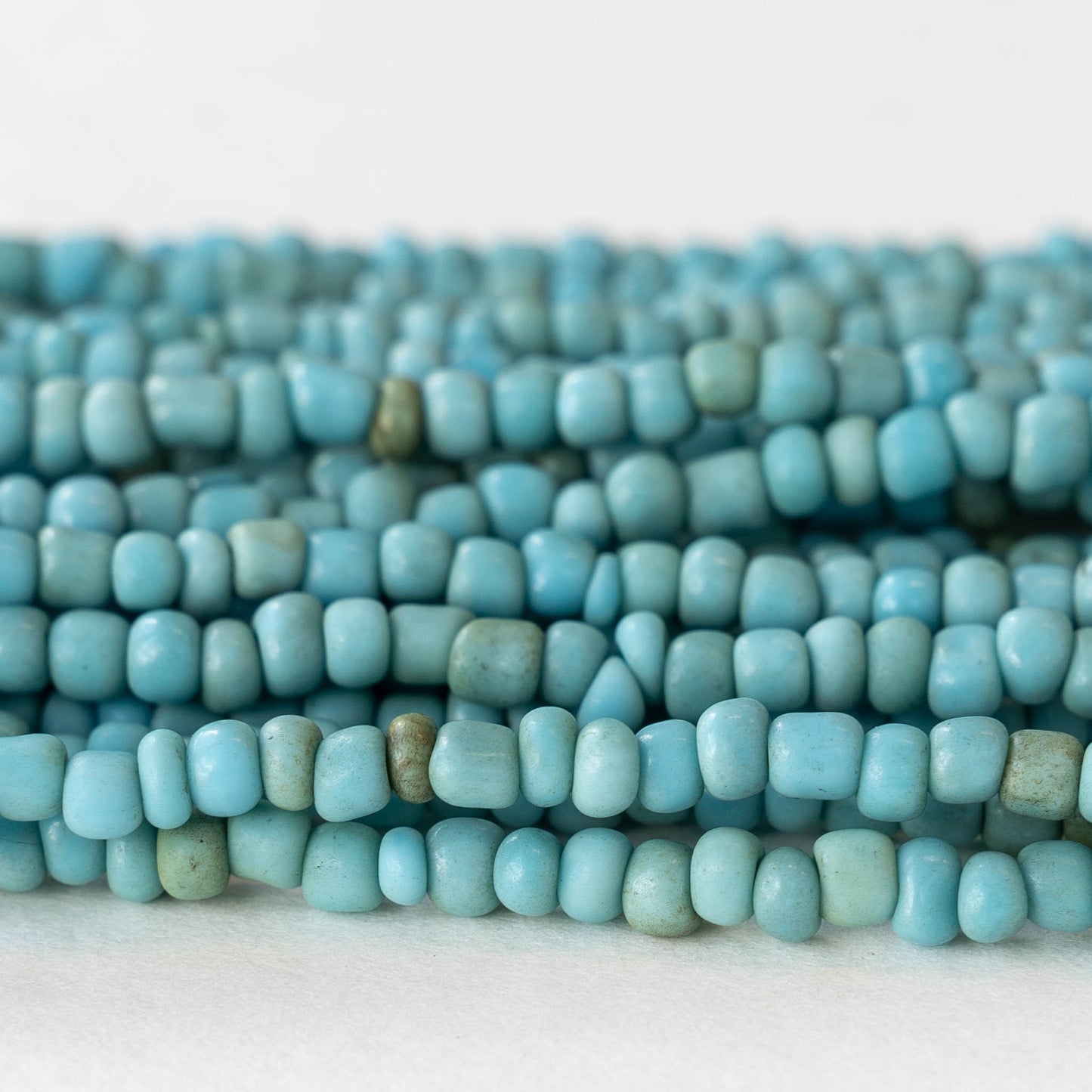 Rustic Indonesian Matte Seed Beads - Aqua - 21 or 42 inches