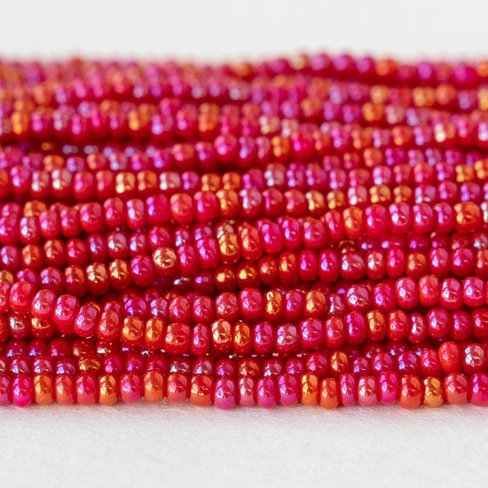 11/0 Glass Seed Beads - Opaque Red Iris - 6 Strands