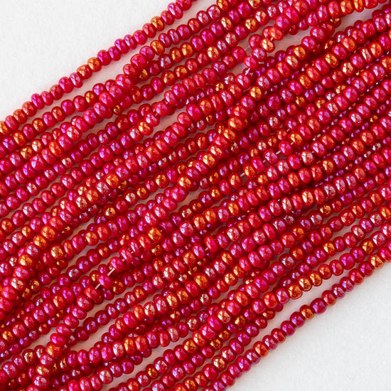 11/0 Glass Seed Beads - Opaque Red Iris - 6 Strands