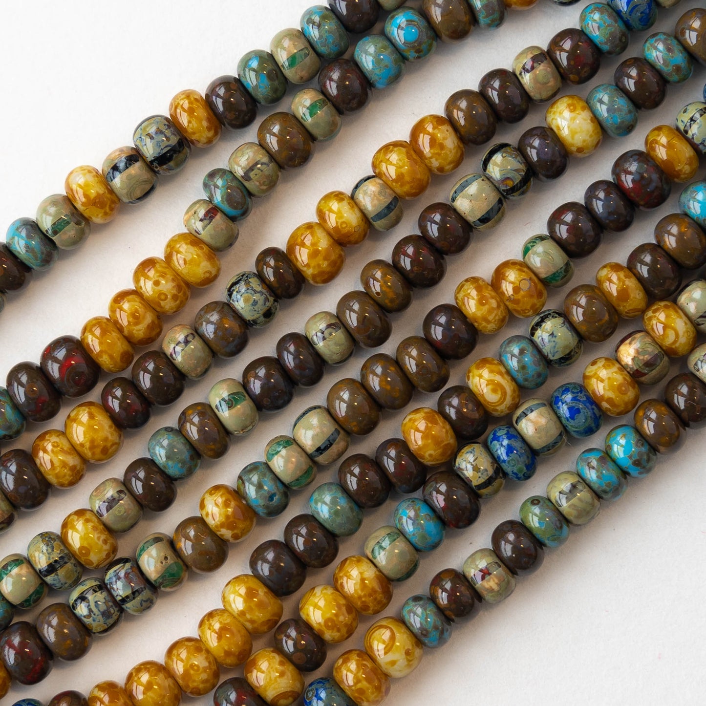 4 Seed Beads - Aged Caribbean Striped Picasso Mix - 20 or 60"