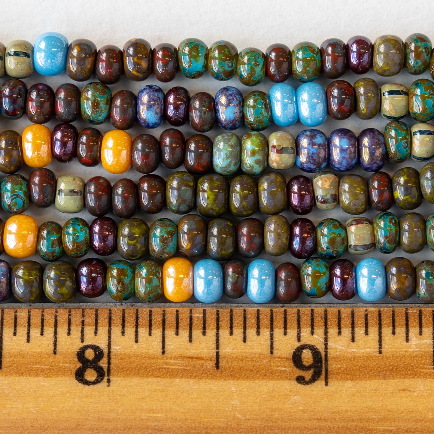 Size 4 Seed Beads - Luster Picasso Mix - 20 or 60"