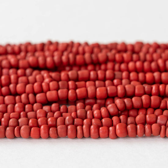 Rustic Indonesian Seed Beads - Red - 42 inches