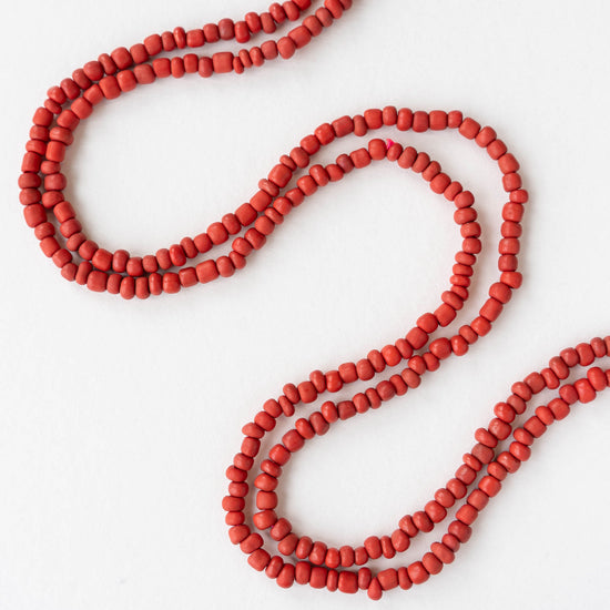 Rustic Indonesian Seed Beads - Red - 42 inches