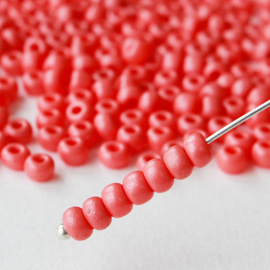 Size 6 Seed Beads - Opaque Pink Rose Matte - Choose Amount