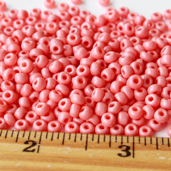 Size 6 Seed Beads - Opaque Pink Rose Matte - Choose Amount