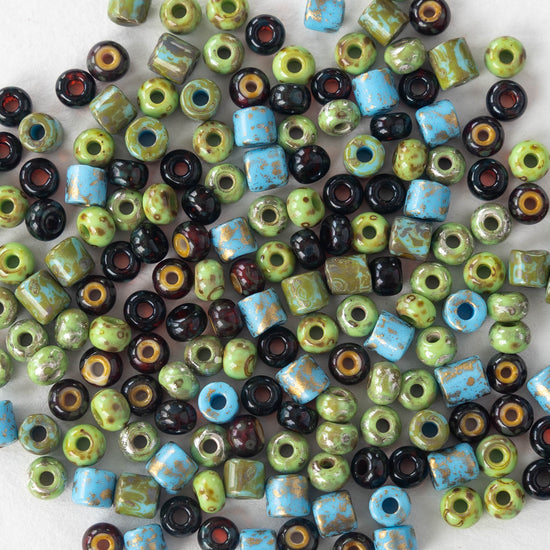 6 Aged Seed Bead Mix - Aged Demeter Tube and Seed Mix - Choose Amount