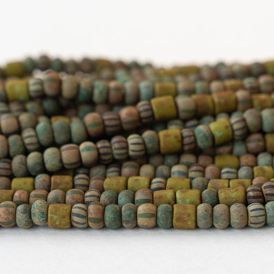 Size 6 Aged Seed Bead Mix - Moss Meadow Green - Choose Amount