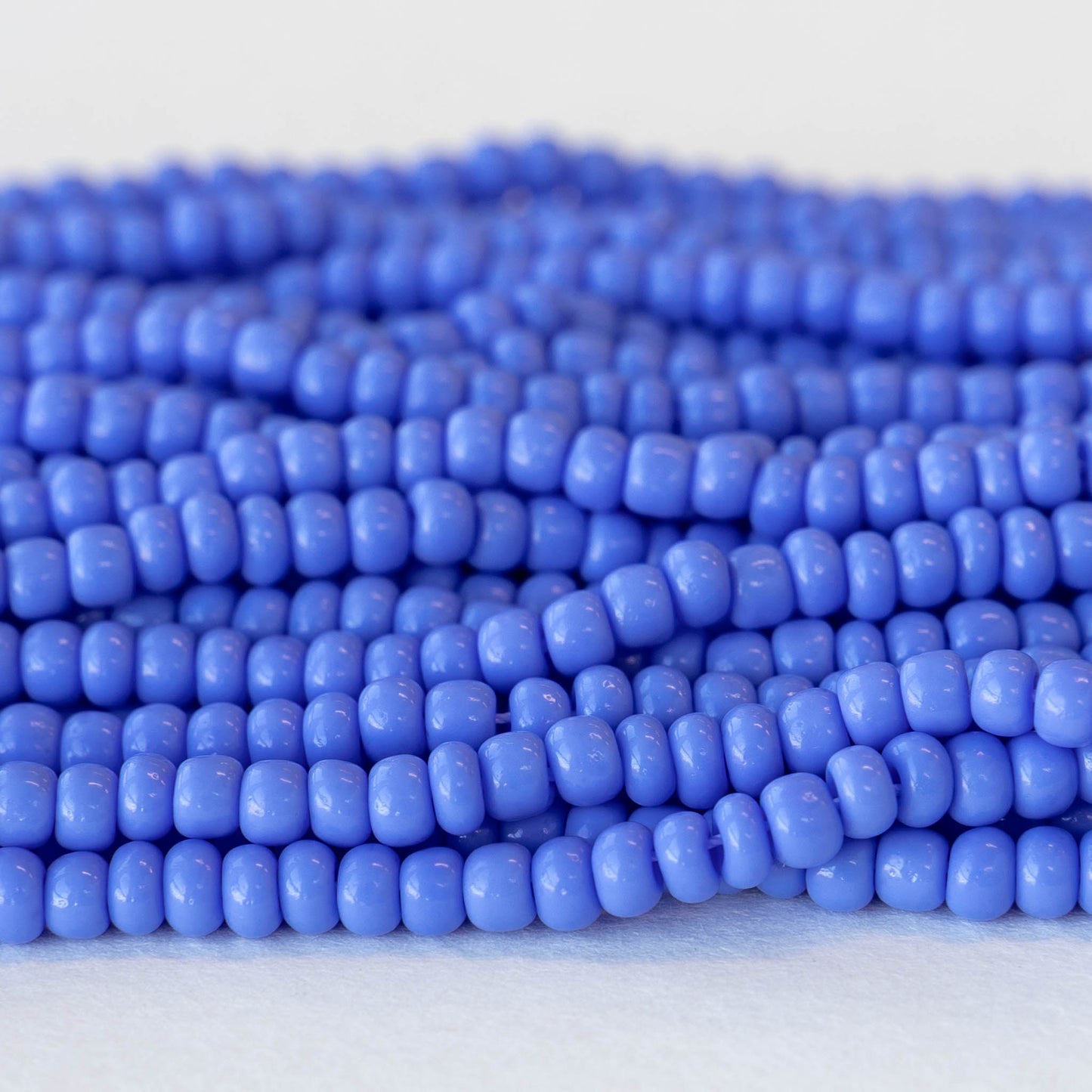 Size 6 Seed Beads - Opaque Light Blue - 3 Strands