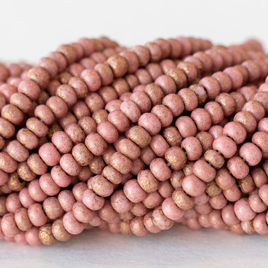 Size 6 Seed Beads - Pink Coral with Gold Dust - Choose Amount