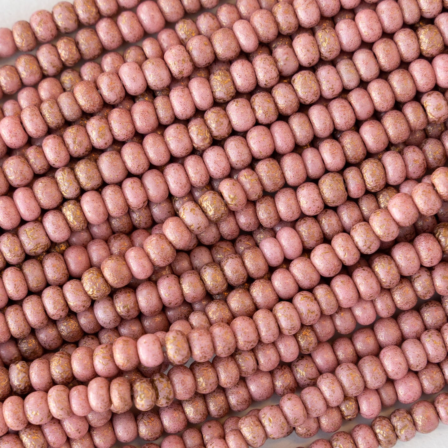 Size 6 Seed Beads - Pink Coral with Gold Dust - Choose Amount