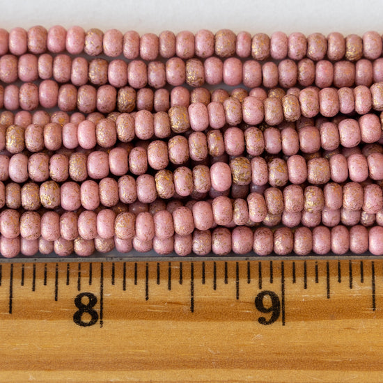 Size 6 Seed Beads - Pink Coral with Gold Dust - Choose Amount