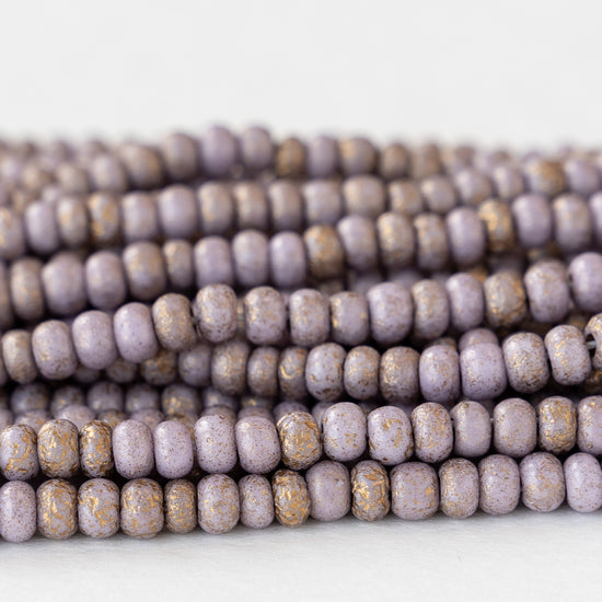 Size 6 Seed Beads - Opaque Purple Mauve with Gold Dust - Choose Amount