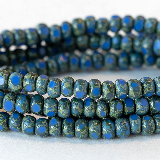 6/0 Tri-cut Seed Beads - Blue with Picasso - 50