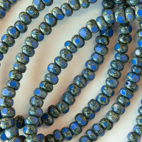 6/0 Tri-cut Seed Beads - Blue with Picasso - 50