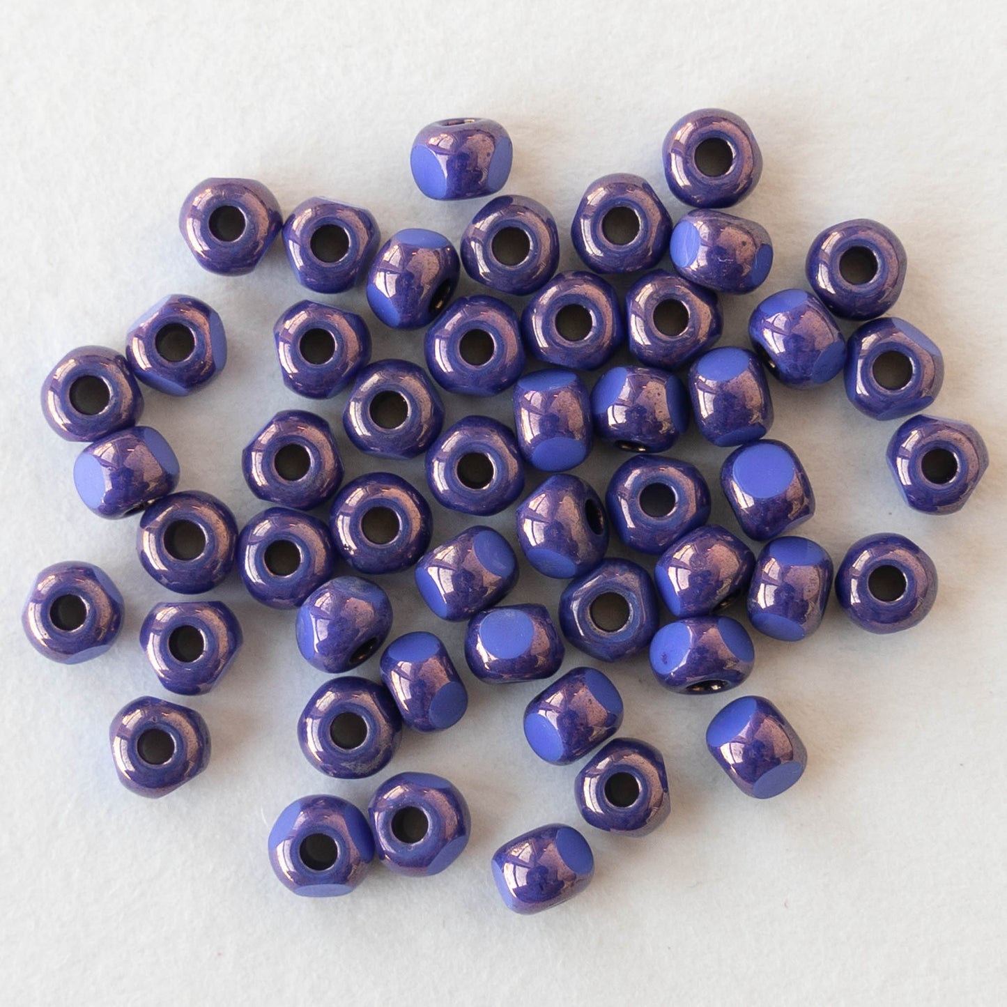 Size 6 Tri-cut Beads -  Opaque Lapis Lazuli Blue With Bronze - 50 beads