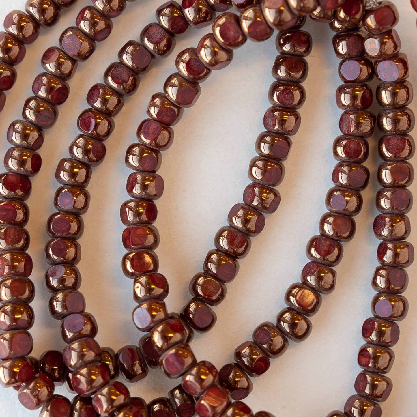 6/0 Tri-cut Seed Beads - Deep Red with Bronze Finish - 50