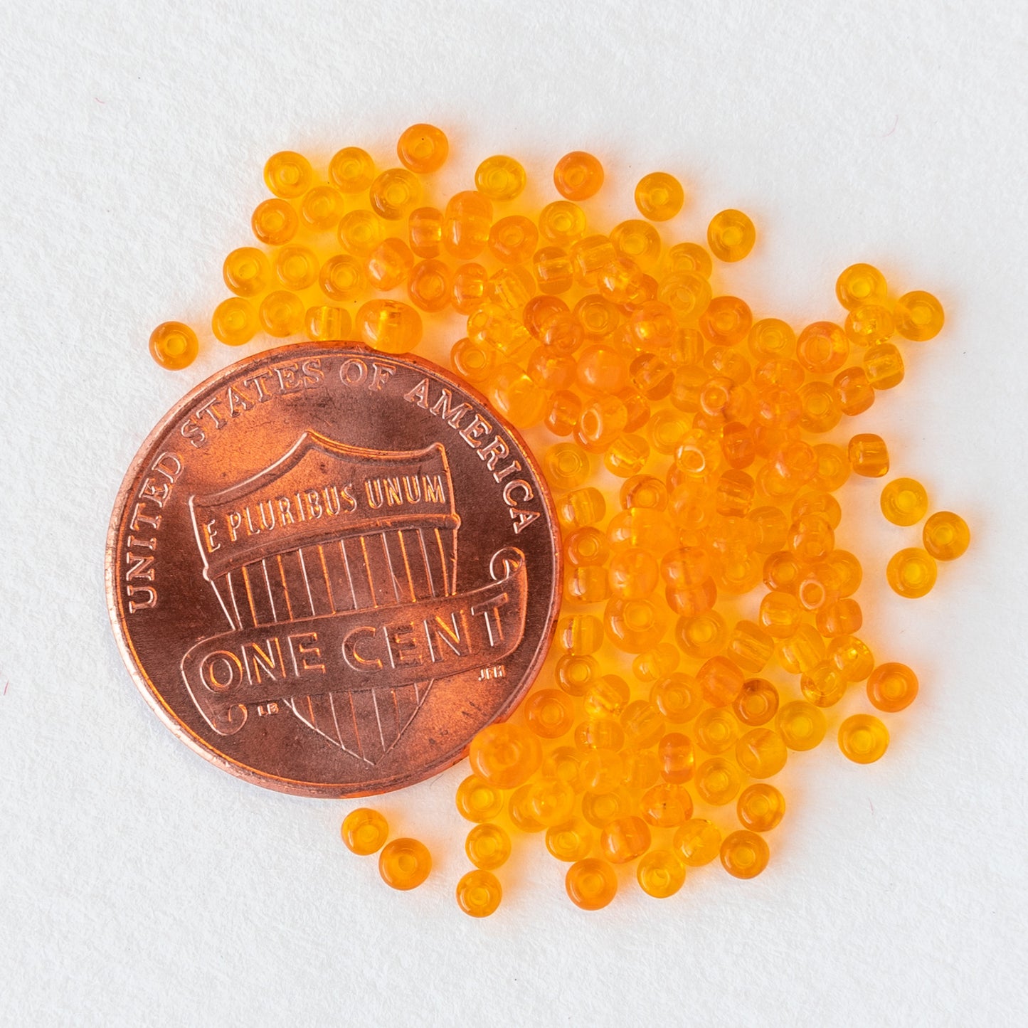 Size 11 Seed Beads - Transparent Orange - 20 grams