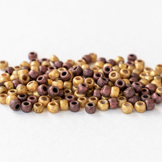 Size 6 Seed Beads - Large Hole - Matte Gold and Pink Mix - 20,40 or 60"