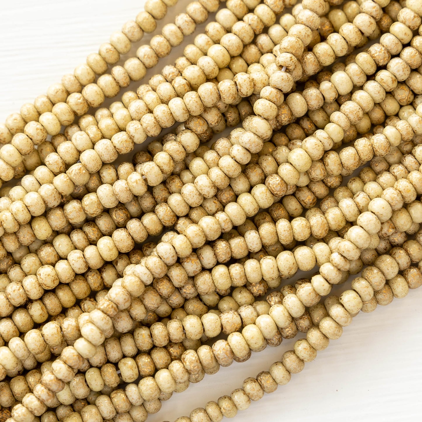 Load image into Gallery viewer, Size 6 Seed Beads - Opaque Ivory with Gold Dust - Choose Amount
