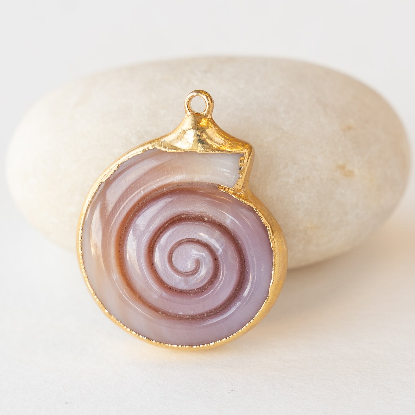 Pink Abalone Shell Pendant with 14K Gold - 1 Pendant