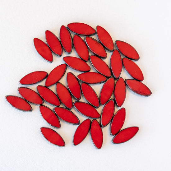 Load image into Gallery viewer, 18mm - Spindle Beads - Red Picasso - 10 beads
