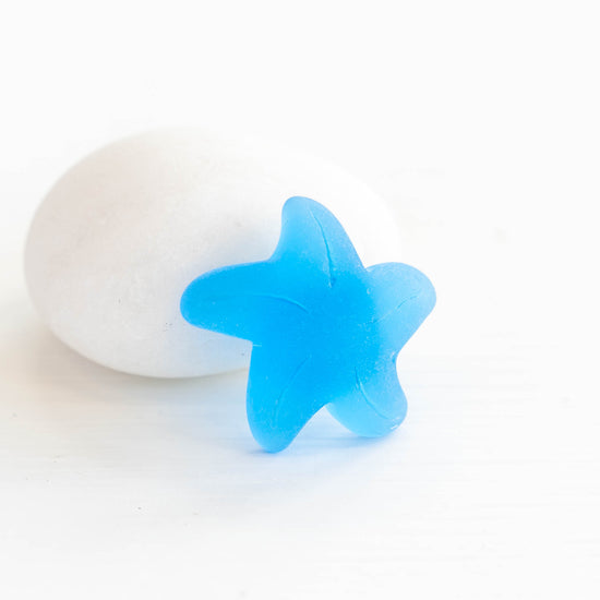 Frosted Starfish Buttons - 20mm - Aqua - 2 Buttons