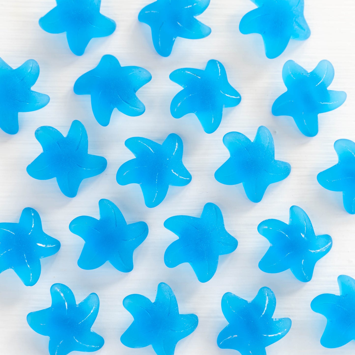 Frosted Starfish Buttons - 20mm - Aqua - 2 Buttons