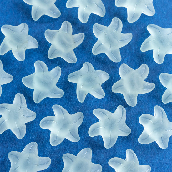Frosted Starfish Buttons - 20mm - Light Coke Green - 2 Buttons