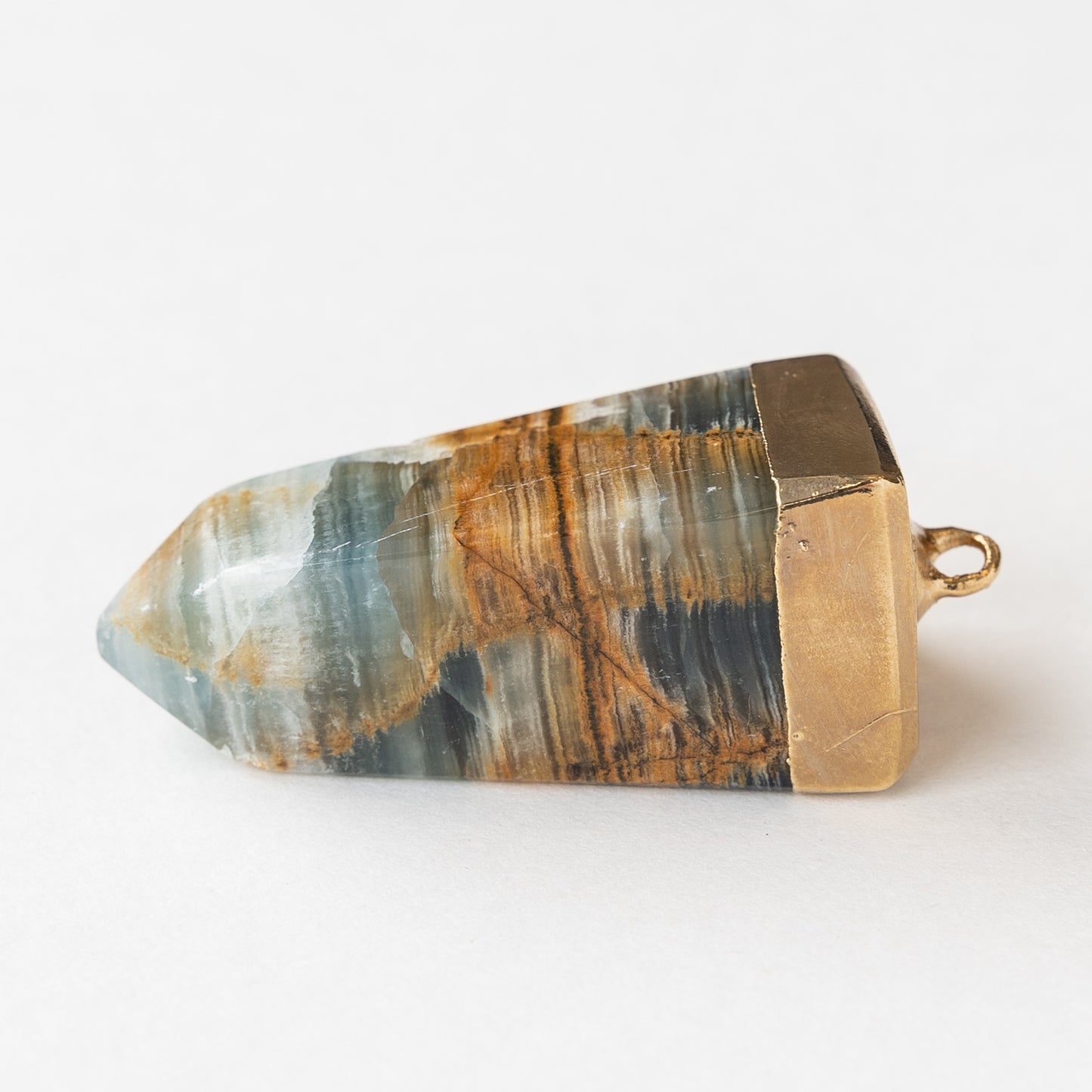 Aquamarine Crystal Stone Pendant with 24K Gold