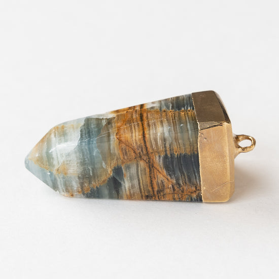 Aquamarine Crystal Stone Pendant with 24K Gold