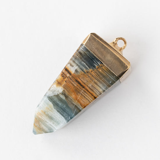 Aquamarine Crystal Stone Pendant with 24K Gold