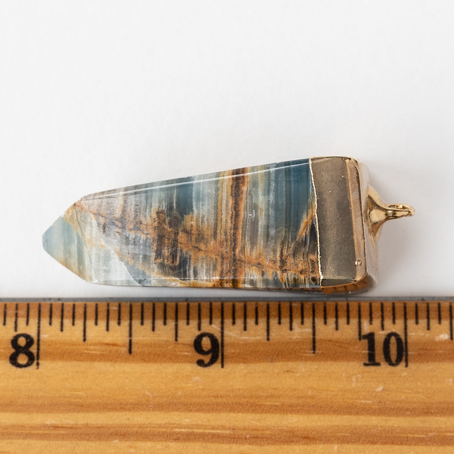 Aquamarine Crystal Stone Pendant with 24K Gold