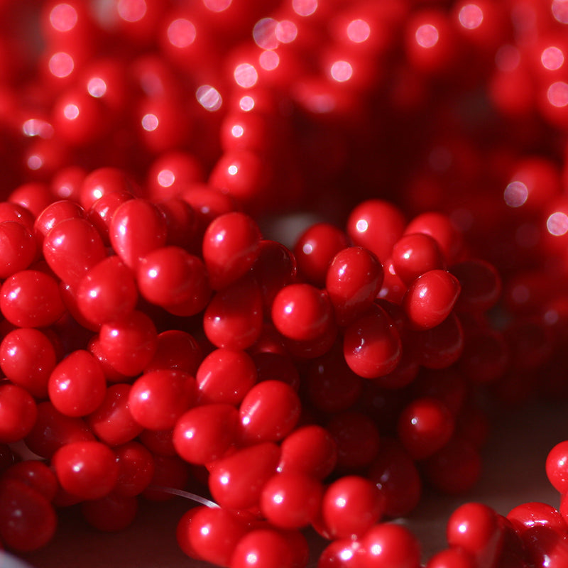 4x6mm Glass Teardrop Beads - Opaque Red - 100 Beads