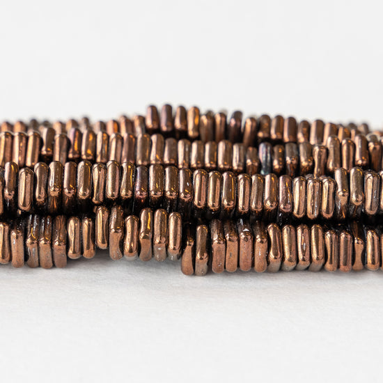 6mm Tile Drop Bead - Metallic Bronze - 55 Beads