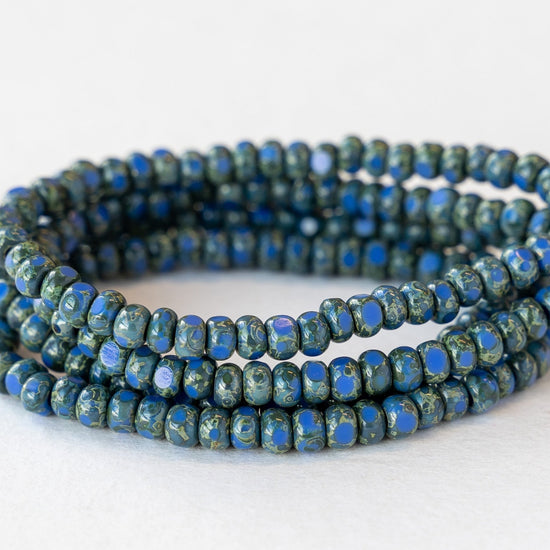 6/0 Tri-cut Seed Beads - Lapis Blue Picasso - 50