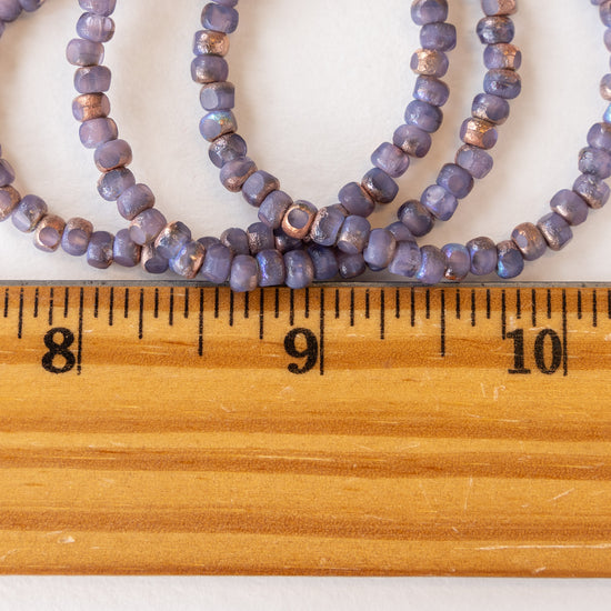Load image into Gallery viewer, 6/0 Tri-cut Seed Beads - Lavender with Etched Bronze - 50
