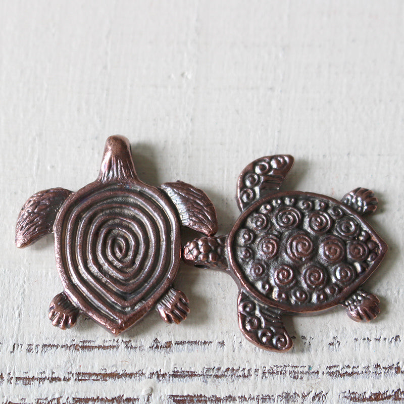 30mm Mykonos Metal Sea Turtle Pendant - Bronze - Choose Amount