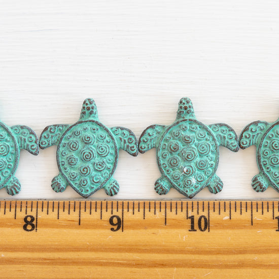 30mm Mykonos Metal Sea Turtle Pendant - Bronze - Choose Amount