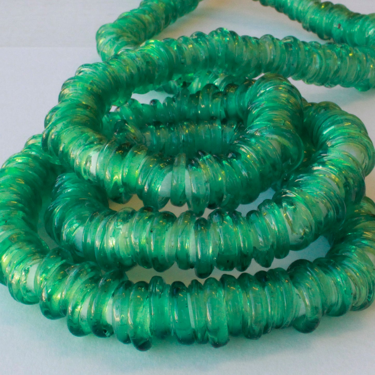 Load image into Gallery viewer, Handmade Glass Rings From Venice Italy  - Transparent Coke Green - 20 beads
