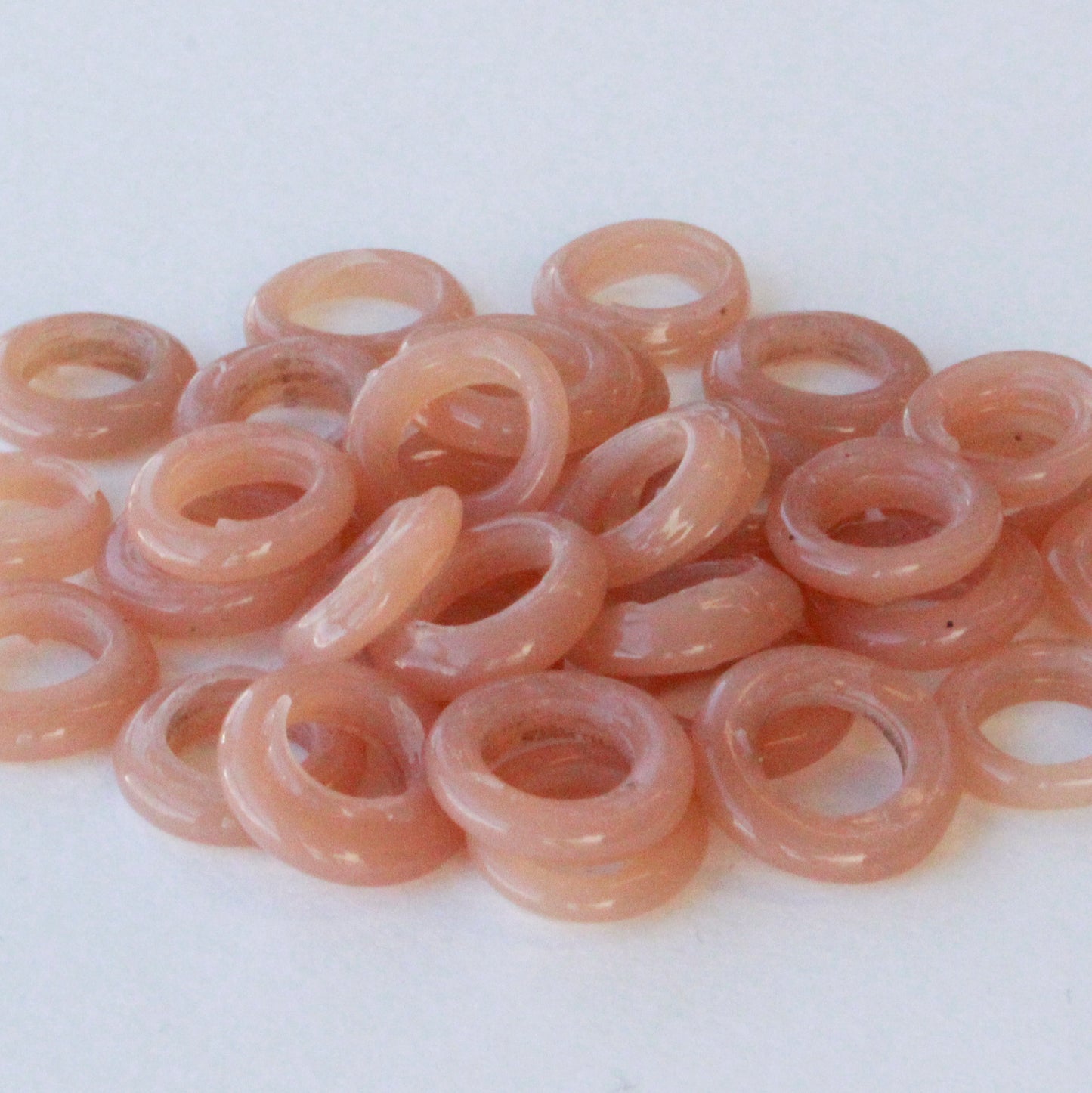 Handmade Glass Rings From Venice Italy  - Opaline Peach - 20 beads
