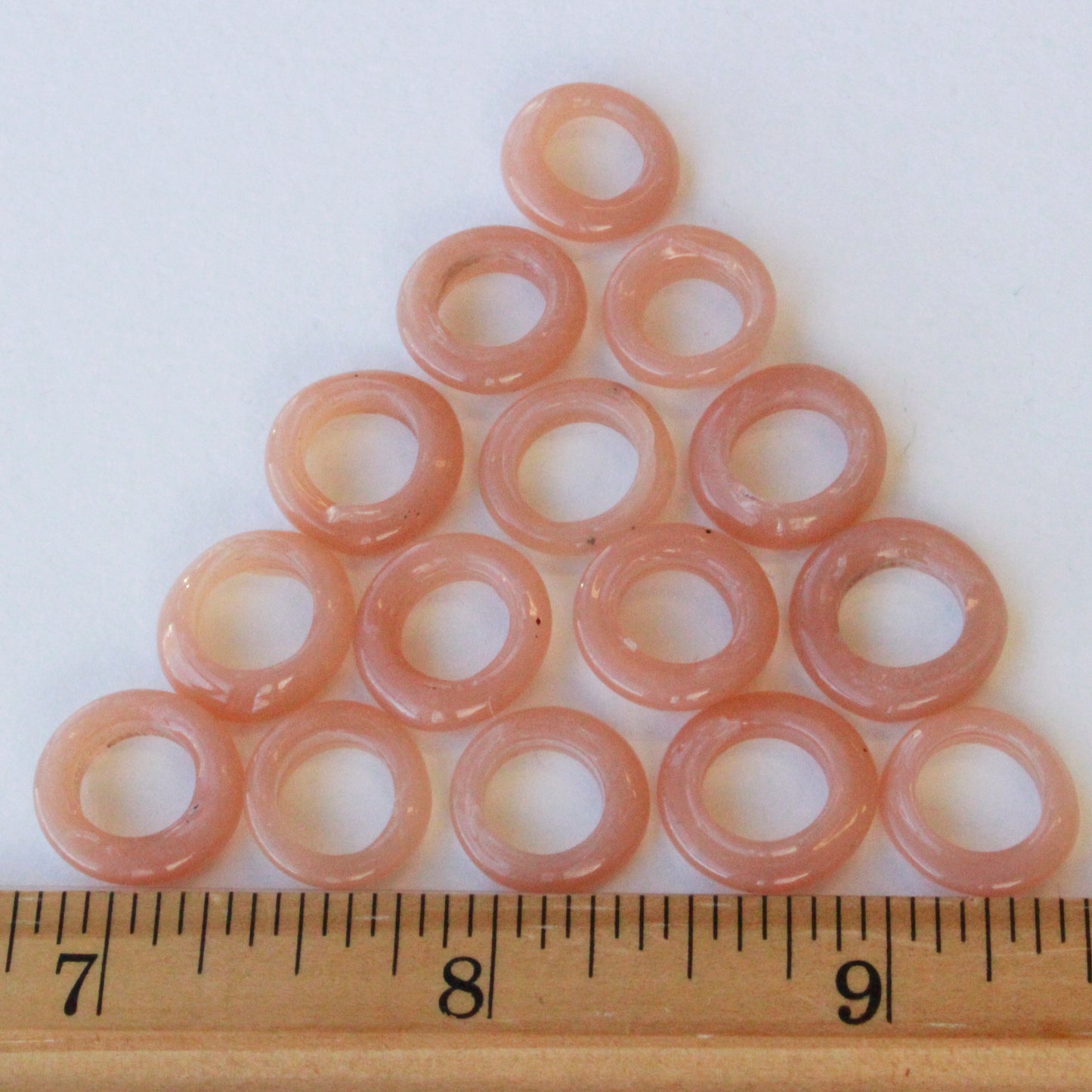 Handmade Glass Rings From Venice Italy  - Opaline Peach - 20 beads