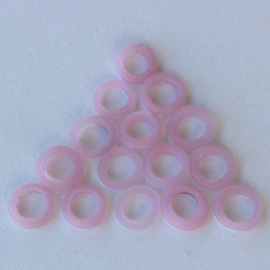 Handmade Glass Rings From Venice Italy  - Sweet Pink Matte - 20 beads