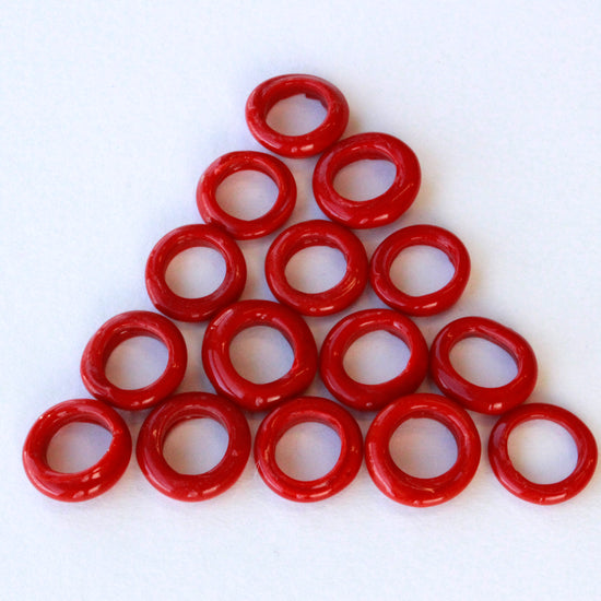 Handmade Glass Rings From Venice Italy  - Opaque Red - 20 beads