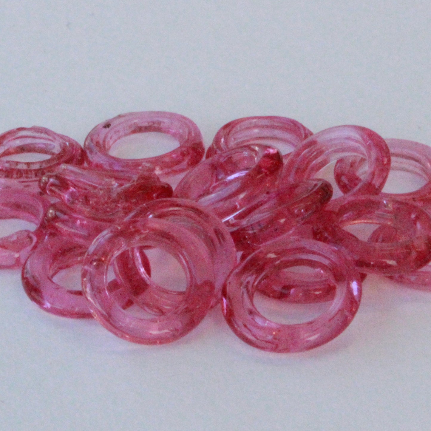 Handmade Glass Rings From Venice Italy  - Transparent Rosey Pink - 20 beads