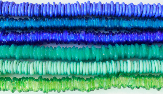Handmade Glass Rings From Venice Italy  - Transparent Coke Green - 20 beads
